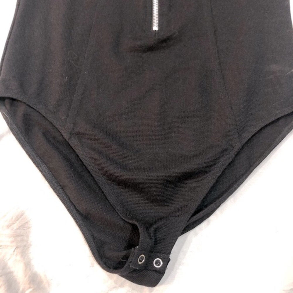 THREE BEE label black sleevless front half zip bodysuit sizeL excellent cond - Picture 11 of 14